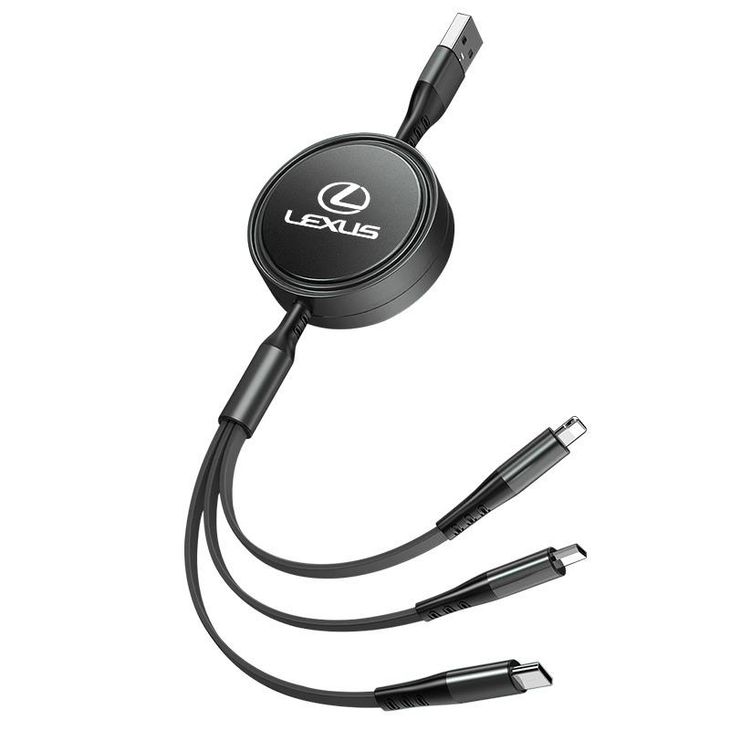 3-in-1 100W for Lexus RX330 IS250 Ct200h LS460 Car Logo fast charger charging cable suitable.