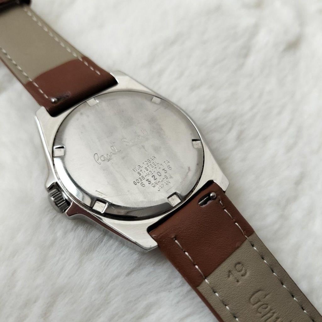 Used [New Belt Replaced! ] Paul Smith  Watch Brown Leather Gray Face