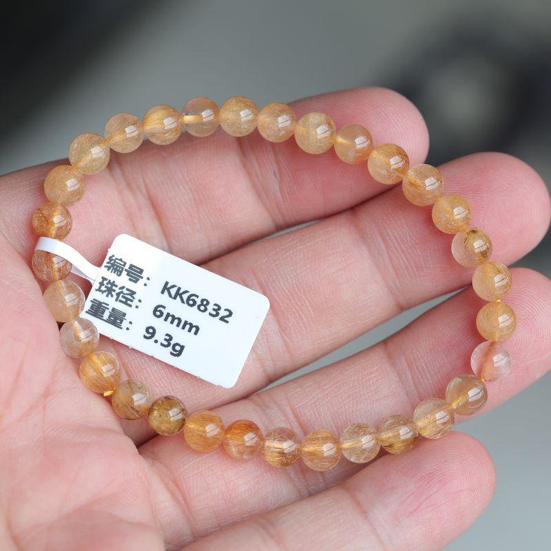 

Одна вещь одна картинка Бразилия Натуральный Орнамент Золотистый Рутиловый Кварц Браслет