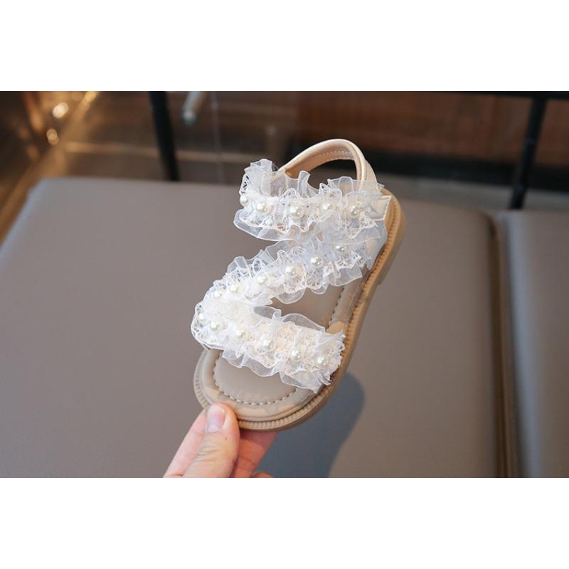 Girls' Lace Sandals | Fashionable Anti-Slip Soft-Sole Beach Shoes for Toddlers & Little Girls Elegant Party Shoes