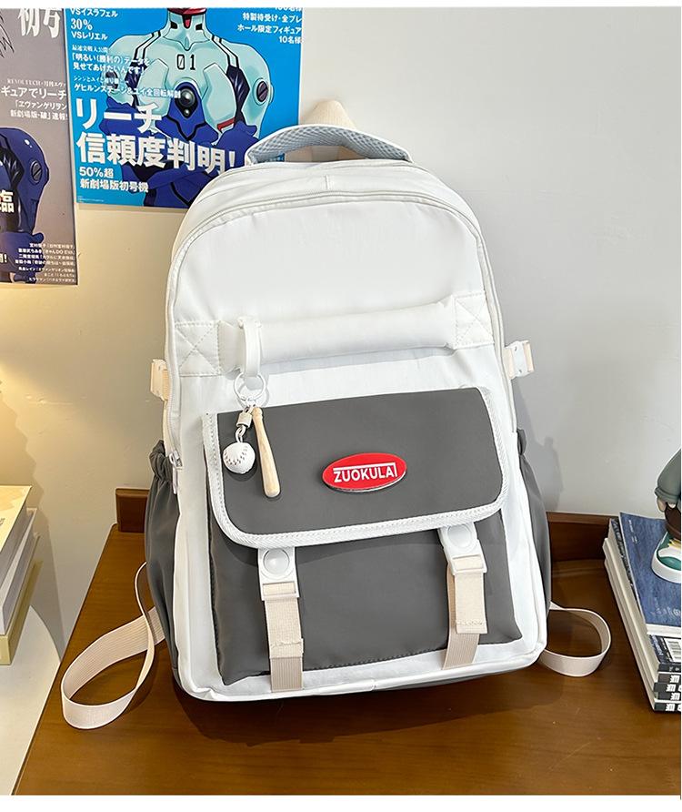 School bag 2025 new large-capacity multi-compartment Korean version color matching, junior high school student school bag versatile leisure