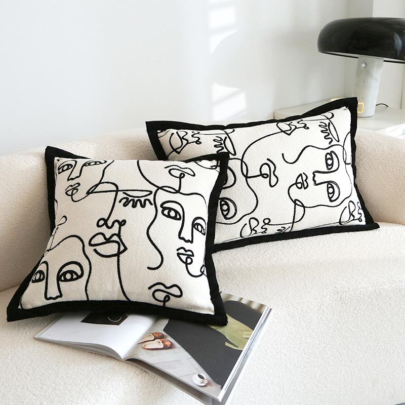 

Вышитая наволочка для подушки с трансграничной вышивкой: Квадратный диван, Эркер, Поясничная поддержка для спальни, Съемный моющийся чехол 45*45cm (Cover only)