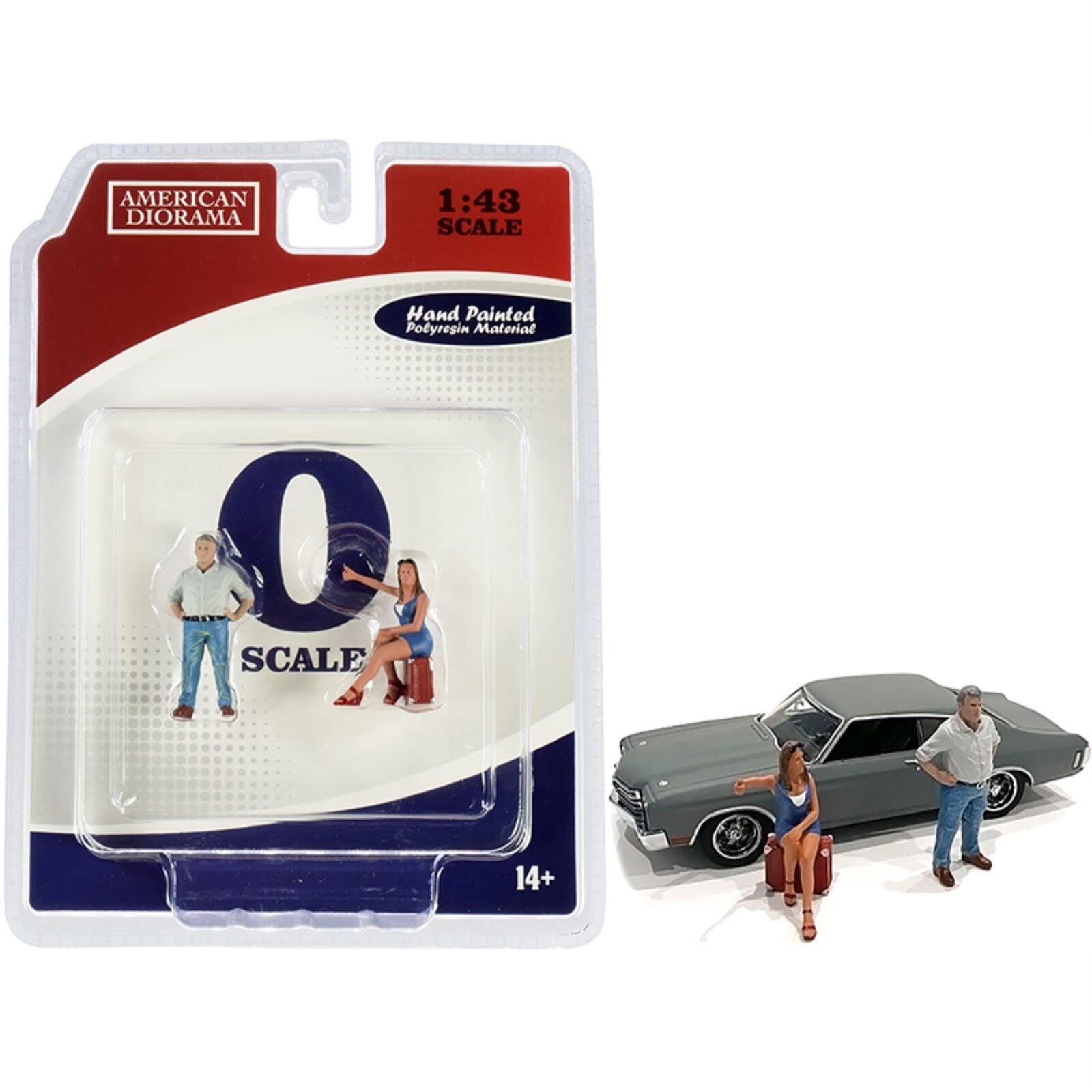 

American Diorama Figurine Style Figures Set III Scale Hitchhikers Male and 70 s 1/43 Figures, (2 Figures, Female) [Used]