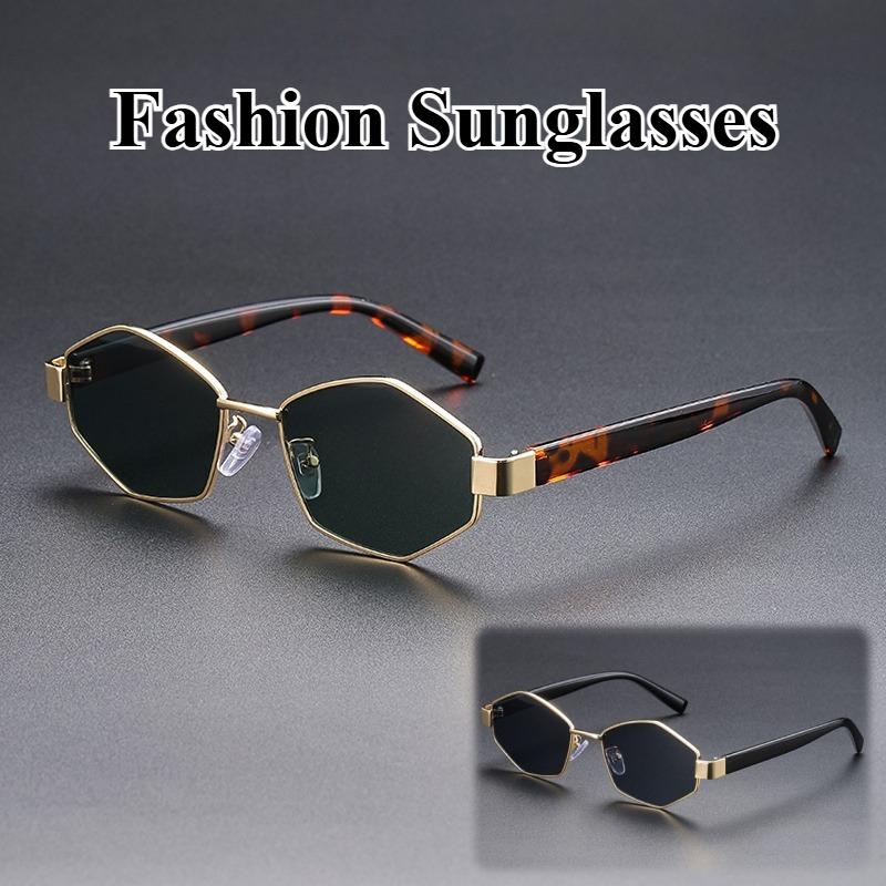 Neutral New Fashion Polygonal Metal Frame Sunglasses Men'S Sunscreen Sunglasses Uv400 Outdoor Excursion Driving Glasses