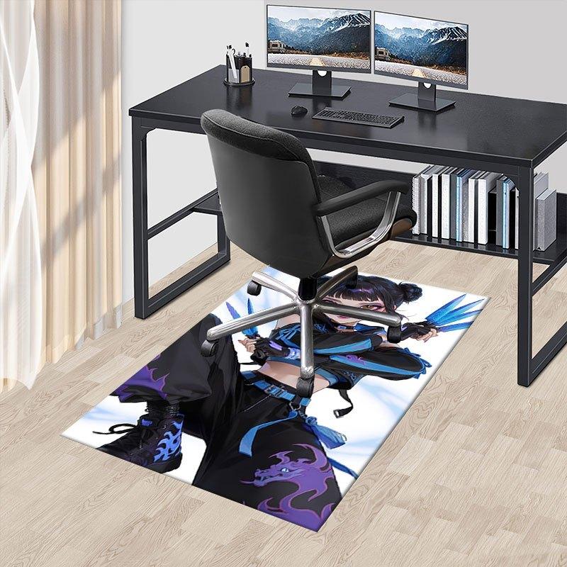 

Dragon Tattoo Combat Boots - Black & Blue Offic Chair Mat, K-pop Theme Carpet, Non-slip, Soft and Durable Leisure Rug for Interior Decorati 60cm by 90cm