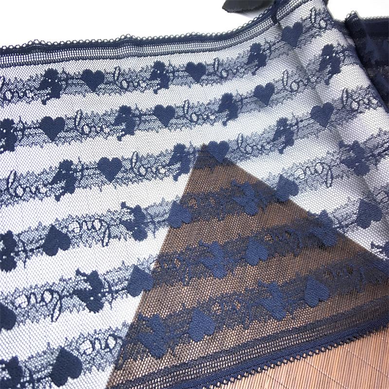 23cm Wide Dark Blue Elastic Lace, Stretch Mesh Lace Fabric for Lingerie, Bra, Underwear, Garment, Sewing & Crafting
