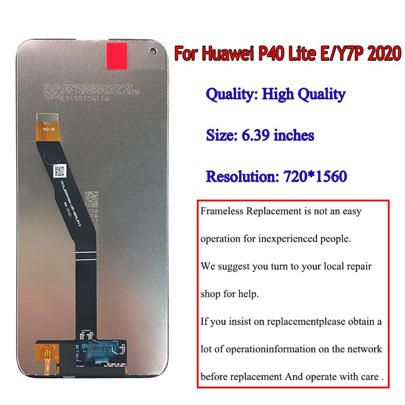 6.39" Orijinal Y7P 2020 LCD Ekran Huawei P40 Lite E İçin LCD Dokunmatik Ekran Digitizer Montajı ART-L28 ART-L29 ART-L29N Çerçeveli