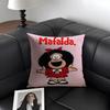 M-Mafalda Cartoon Cute Cushion Cover Natural Linen Organic Fabric Double-Sided Printing Sofa Home Decor Gift Pillow Case