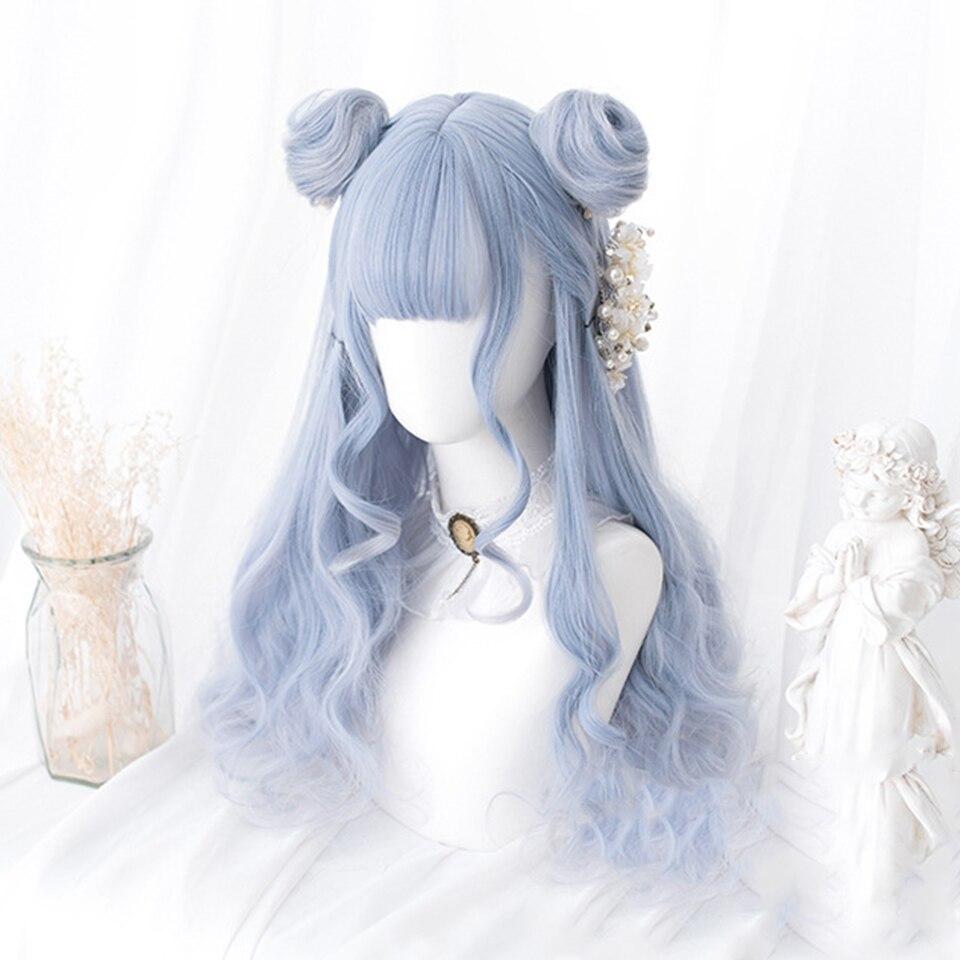 Halloween Long Curly Hair Lolita Wig Women's Synthetic Hair Heat-Resistant Fiber Red Blond Black Blue Pink Wig Cosplay LUPU