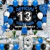 Vicycaty 13th Birthday Decorations for Boys Girls, Official Teenager 13 Years Old Birthday Party Supplies Set with Fabric Backdrop Banner, Foil
