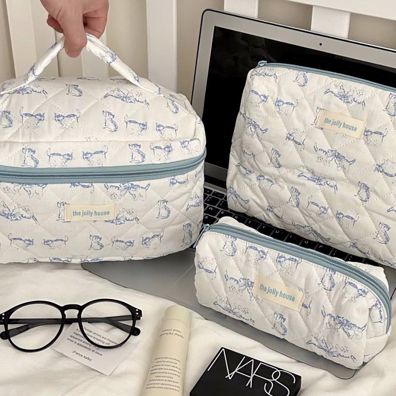 Cute Bow Makeup & Pencil Bag Set for Women - Large Capacity, Ideal for Dorms & Students