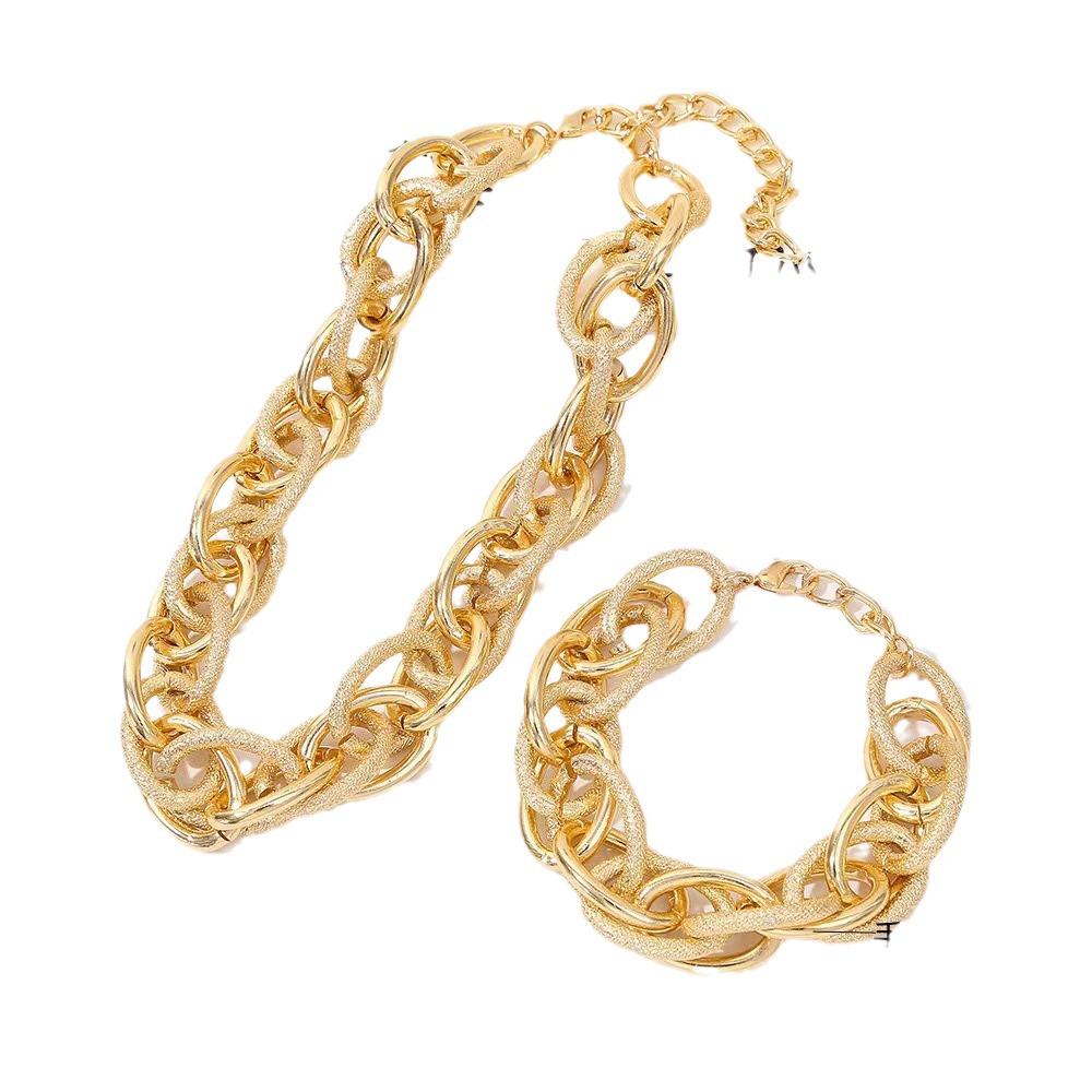 Thick Chain Street Hip-Hop Necklace & Bracelet Set
