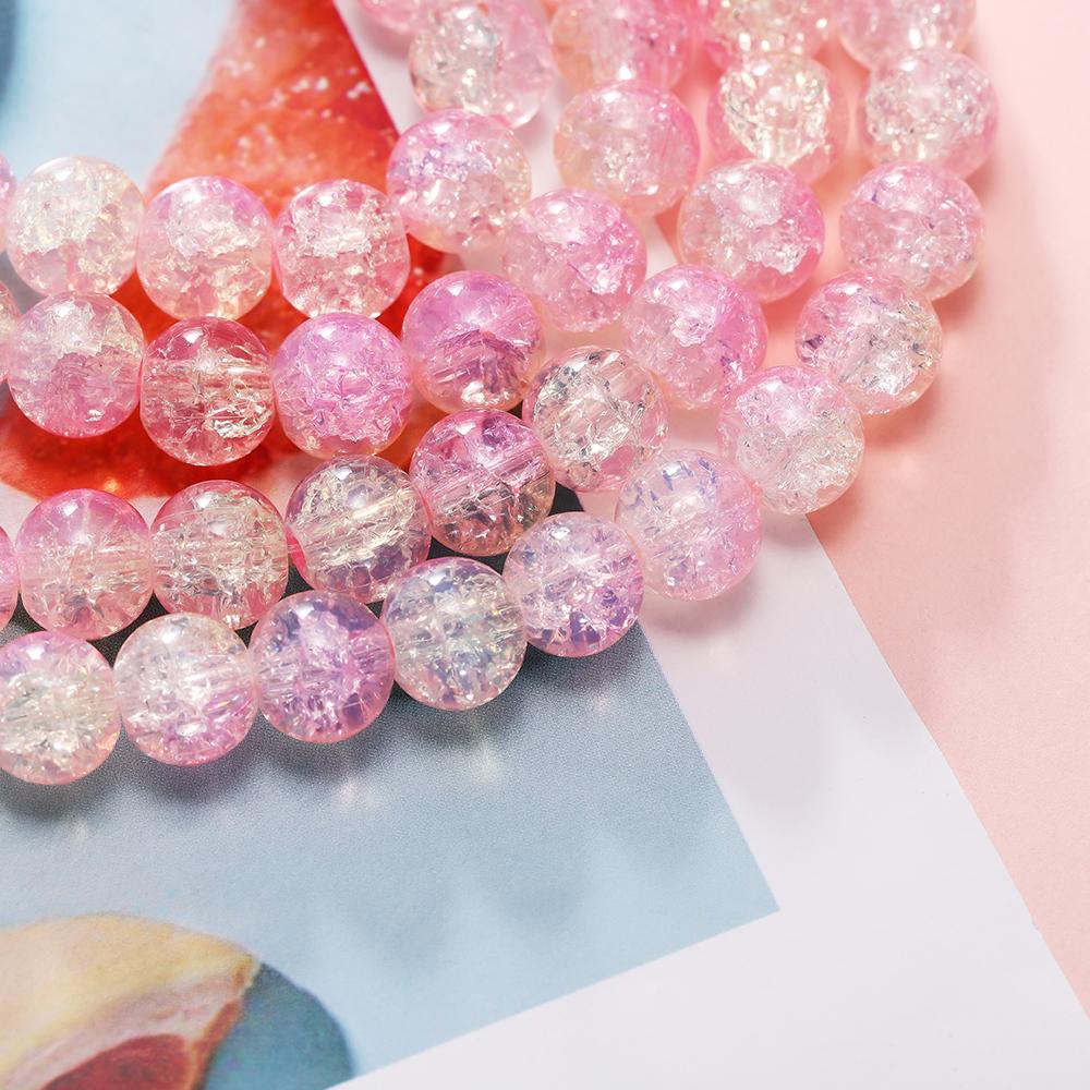20/50 pièces 10mm Perles de Verre Craquelé Bicolores Espaceur Perle Libre pour Fabrication de Bracelets Colliers Bijoux DIY Accessoires Fournitures
