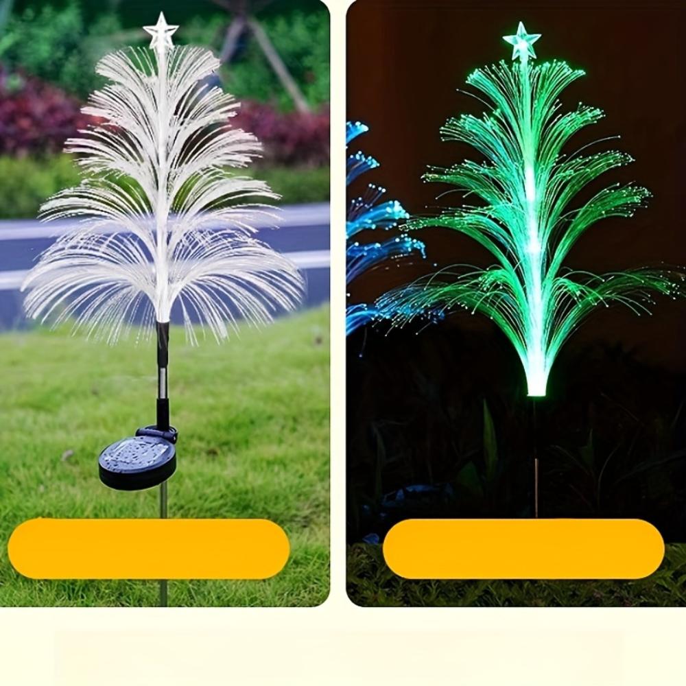 2PCS Solar Five-layer Jellyfish Star Light, Christmas Tree Light, Outdoor Waterproof Garden Lawn Floor Flower Light, Party Decoration Light