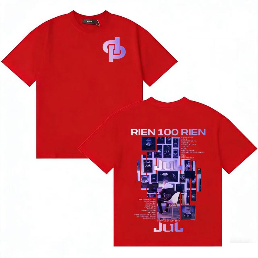 

Rapper Jul Rien 100 Rien Album Poster T Shirt Streetwear Unisexs Women Summer Cotton Tshrits Oversized Casual Shortsleeved T Shirt S