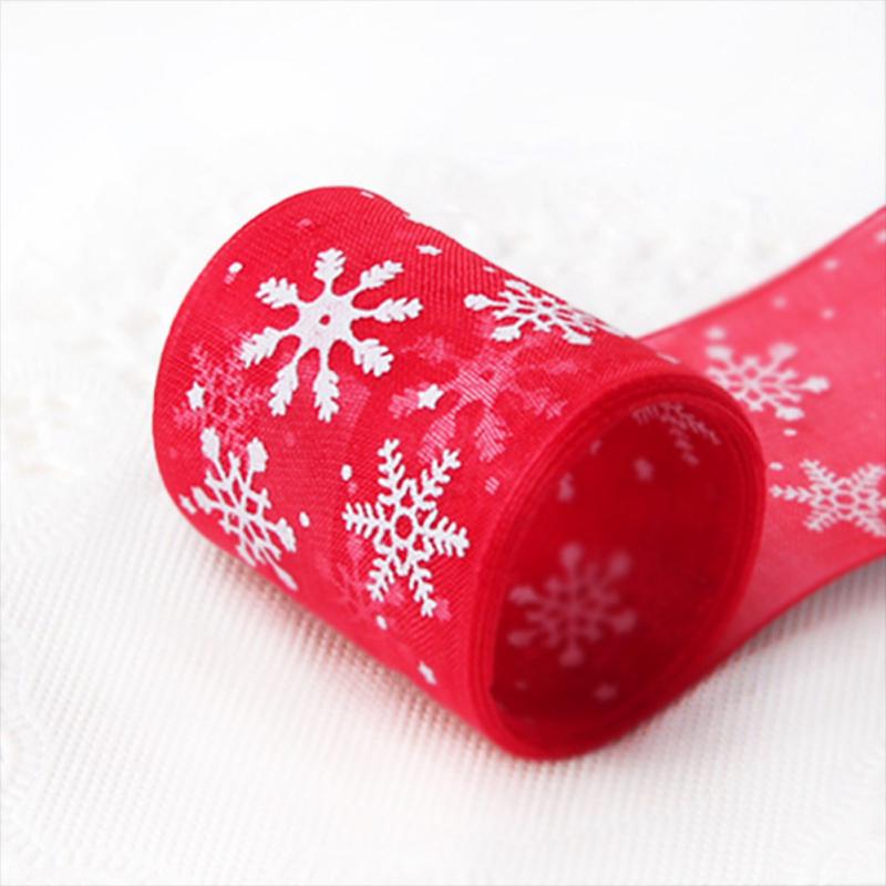 1Roll Christmas Snowflower Organza Ribbon for Handwork DIY Wrapping Supplies
