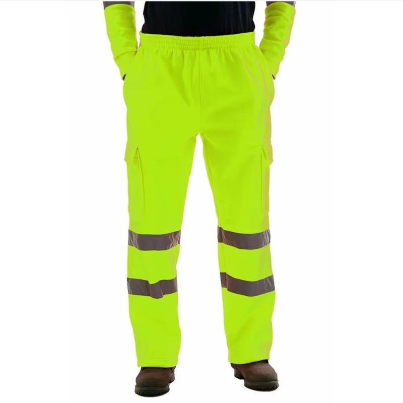 Mens Work Uniform Bottoms Safety Sweat Pants Striped Reflective Pants Loose Mens Jogging Trousers Joggers Patchwork Workwear
