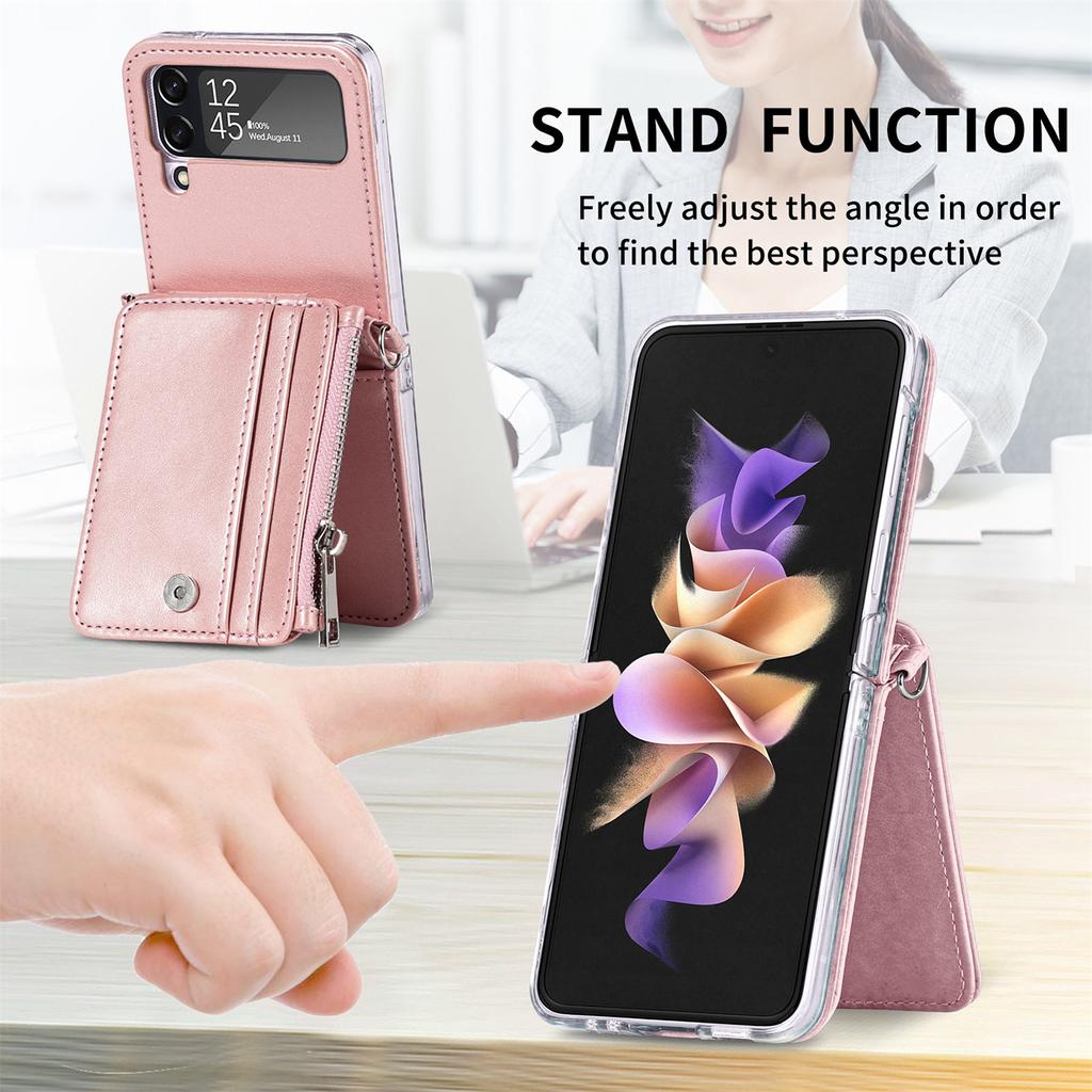 For Samsung Galaxy Z Flip4 Card Holder Cell Phone Case for Samsung Galaxy Z Flip4 Flip 4 5G Flip3 Flip 3 Full Protection Cover