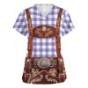 Women V Neck Short Sleeve Work Shirt with Pockets Oktoberfest Print Top Nursing Uniform Medical Scrub Tee with Front Pocket Design