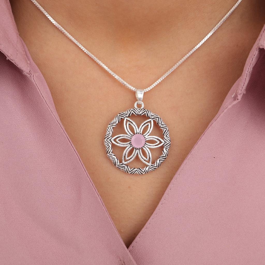Rare Rose Chalcedony Gemstone 925 Sterling Silver Jewelry Handmade Pendant 1.48" CP-29-20