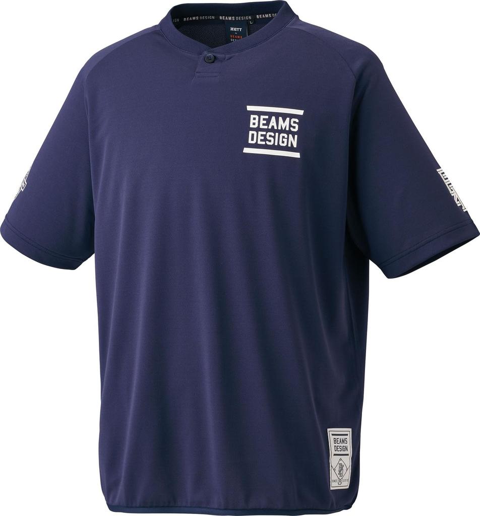 ZETT Baseball Tops ZETT by BEAMS DESIGN Henley Neck Layered Navy Size BOT77406 Shirt, (2900), L,