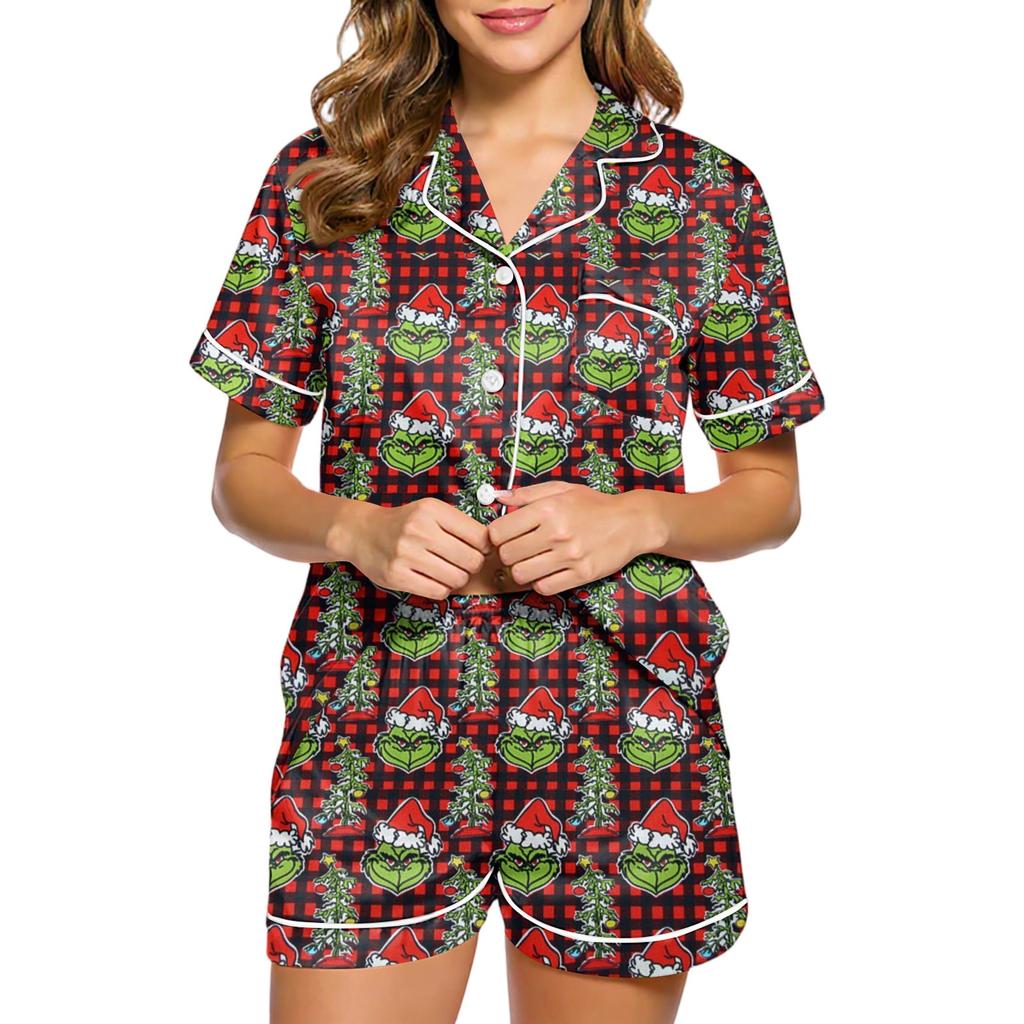 Women's Fashion Home Pajama Set Home Clothes Short Sleeve Pajamas Shorts Two-piece Set