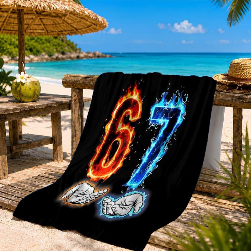 Energy Number 67 Design Beach Towel, Quick-drying, Easy to Care for, Suitable for Both Fitness and Beach Vacations,Sports Essential