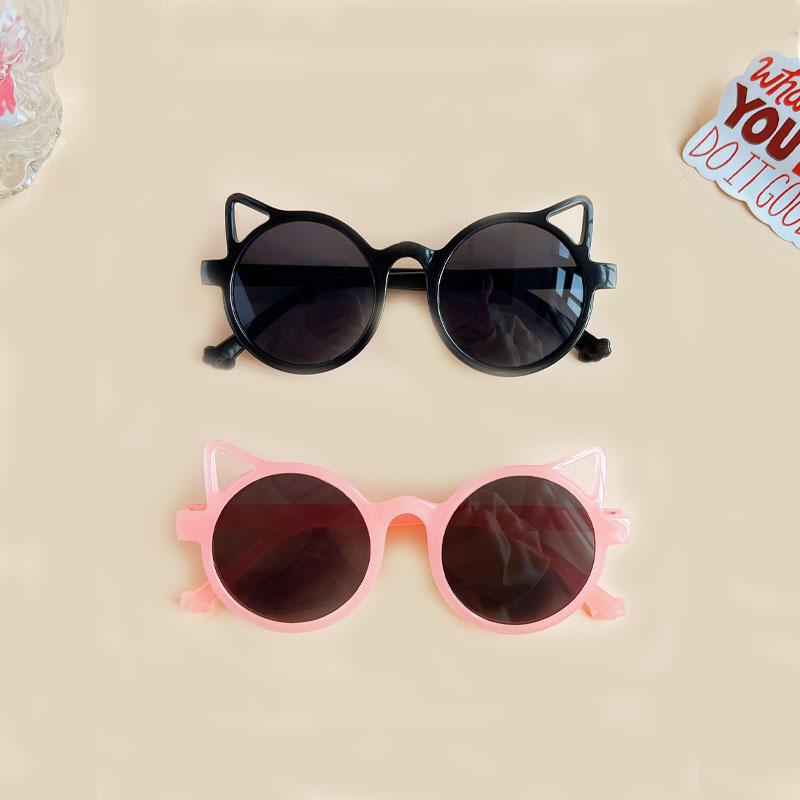New Children Girls Cute Cat  Ears Sunglasses Outdoor Sun Protection Children Fashion Vintage Classic Sunglasses Protection Kids