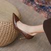 New Elegant Design Sensibility Women's High Heels French Style Fine Track Sensual Design Single Shoe Summer Flat Rubber Material
