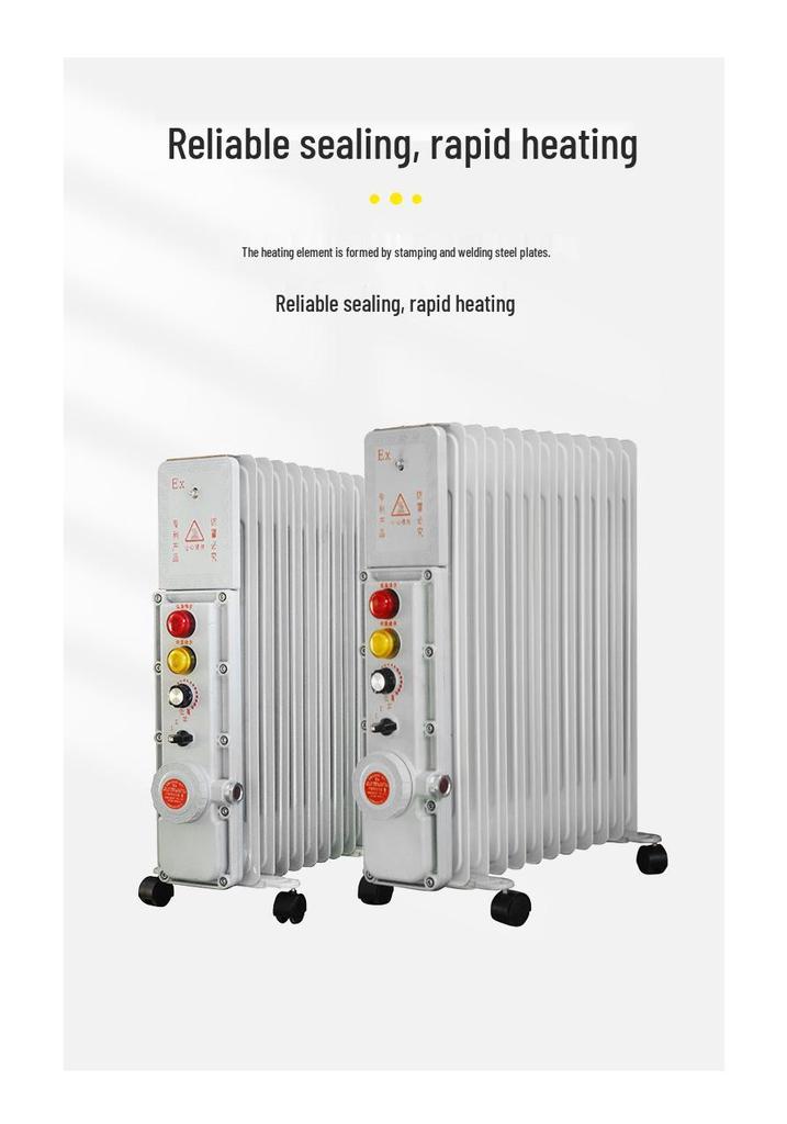 Explosion-Proof Electric Oil-Filled Radiator Heater, Carbon Steel, 9-15 Fins, 220V