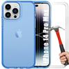 Silicone Case - iPhone - 14 Pro Max - Ultra Slim - Blue - 2 Tempered Glasses