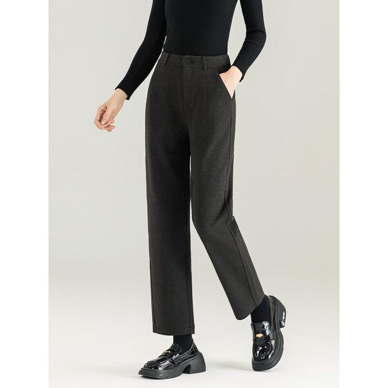 MengShuYa Women's Petite High-Waist Faux Wool Tapered Ankle Pants