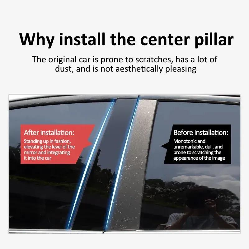6PCS Black Carbon Window Trim Covers B C Pillar Posts Stickers Car Accessories For Mercedes Benz S Class W140 MK3 1992~1999 1993