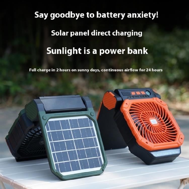 Solar Camping Fan With LED Light 4Adjustable Speed 3Brightness Light Timer Compass Function For Outdoor Tent Activity