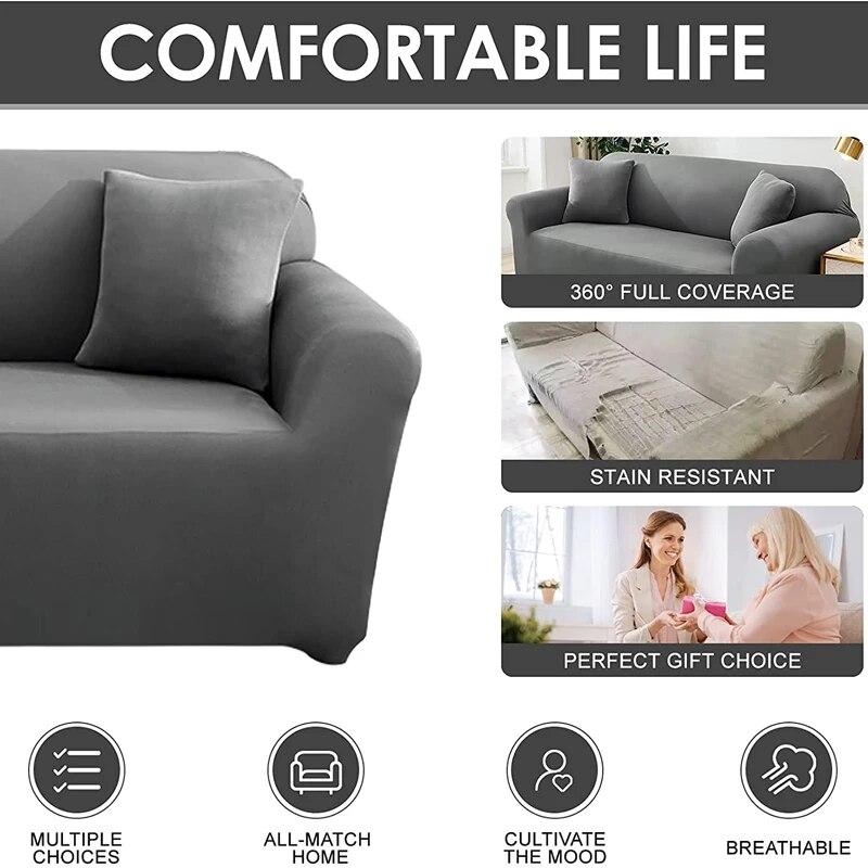 Elastic Sofa Covers 1/2/3/4 Seats Solid Couch Cover L Shaped Sofa Cover Protector Bench Covers
