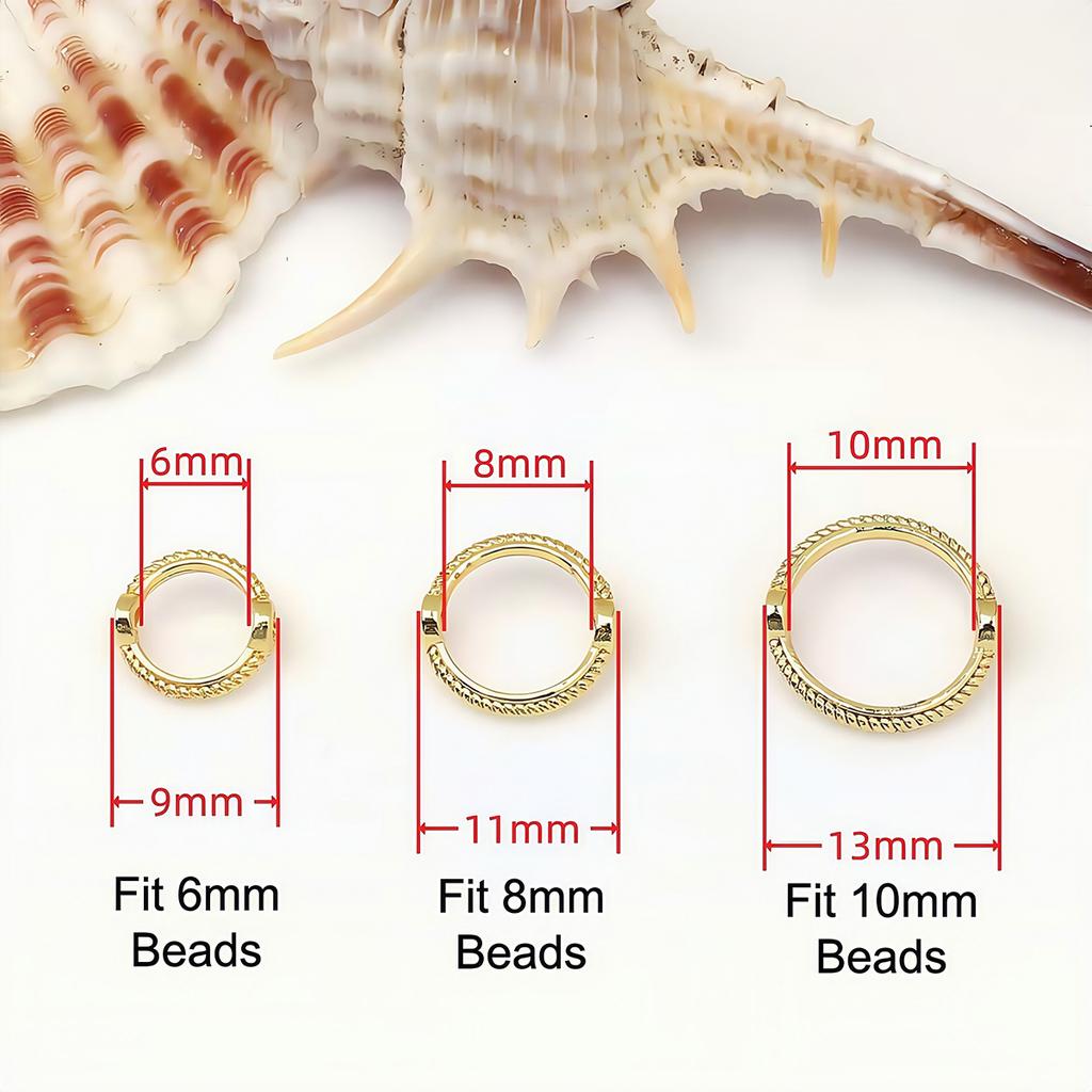 20pcs 6/8/10mm Round Frame Bead Ring Metal Spacer Bead Circle Cap for Jewelry Making DIY Beading Bracelet Necklace Accessories