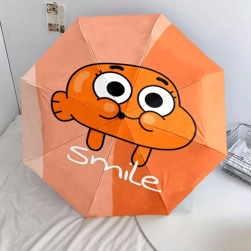 Darwin Gumball pattern, automatic folding umbrella, portable and foldable design, 8 ribs, a Christmas or birthday gift.