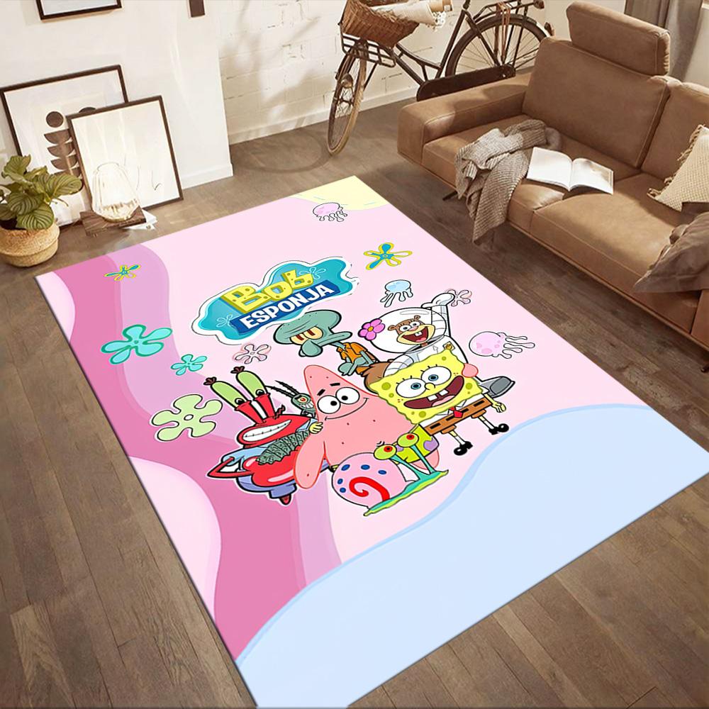 Spongebob's Colorful Friends Square Rugs Are a Great Choice for Living Rooms, Bedrooms, Home Décor, and As Gifts.