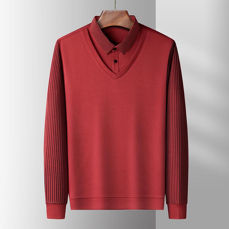 High Quality Long Sleeved Men'S Polo Shirt For Autumn Winter Fashion Two Pieces Of High-End Design Top Korean Casual T-Shirt