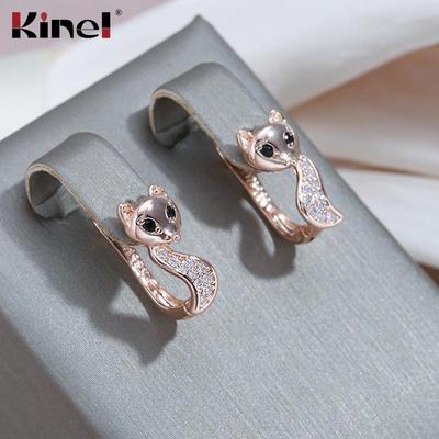 Kinel Niedliche Fuchs-Ohrstecker in Roségold für Damen