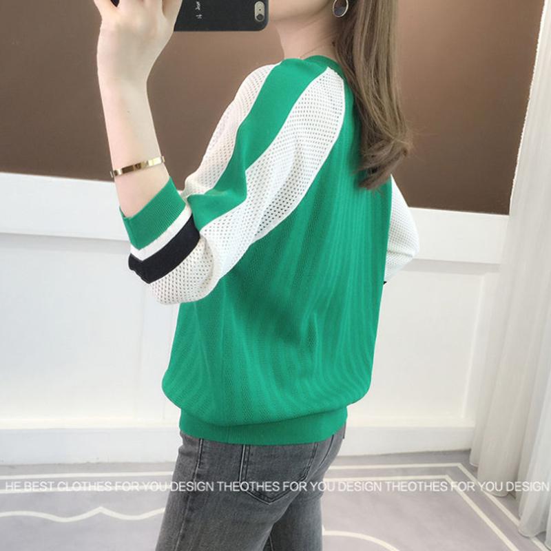 Hollow Sweater Hollow Knitted Thin Ice Silk Bottoming Shirt Women's Loose Four Seasons Long-sleeved Top