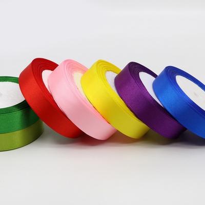 1Roll 0.8IN X 25 Yards 2CM Solid Satin Ribbons DIY Gift Wrapping Handmade Bows Bouquet Ribbons Shiny Cake Packaging