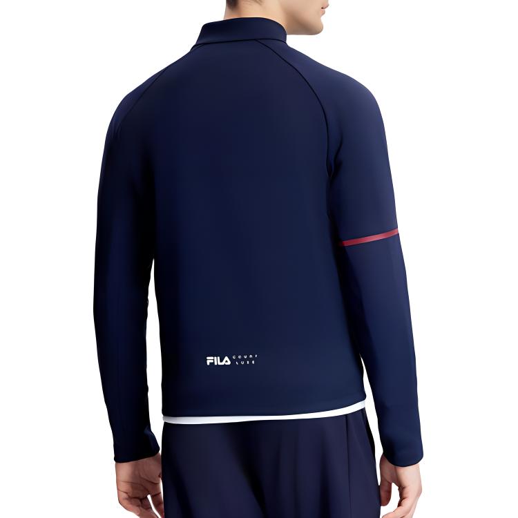 FILA Logo Print Tennis Polo Knit Sports Jacket Men Jackets Dark-Blue A11M333504F-NV