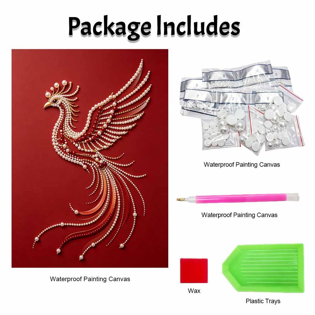 5D DIY Pearl Diamond Painting Kit Majestic Phoenix Full Drill Embroidery Mosaic Art Home Wall Decor Gift