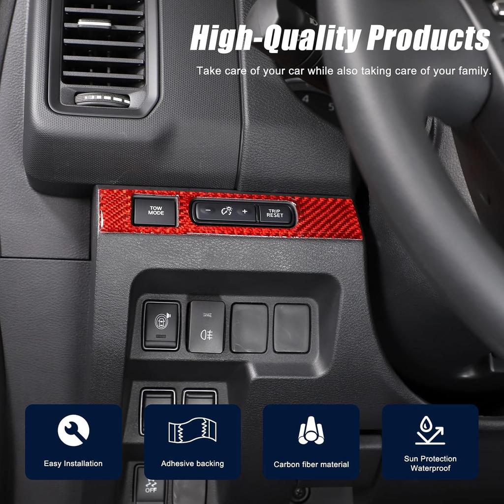 Headlight Switch Button Frame Cover Trim Compatible with Nisan Frontier 2022-2024,Soft Carbon Fiber Center Console Head Light Lamp Control Switch