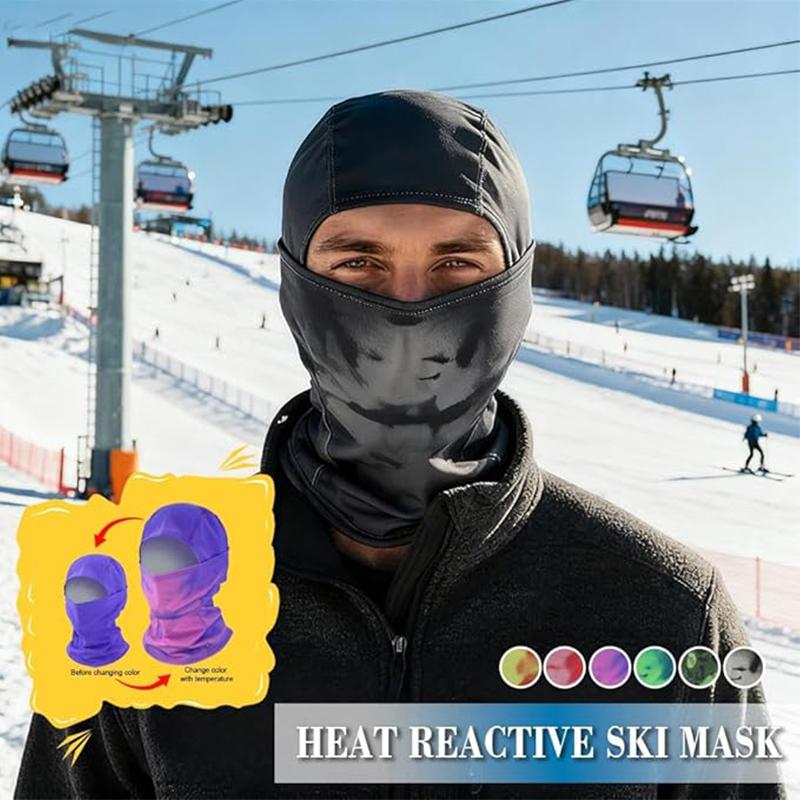 Unisex Heat Reactive Thermochromic Mask Headgear Outdoor Temperature-sensing Color Changing Windproof Balaclava Full Face Mask