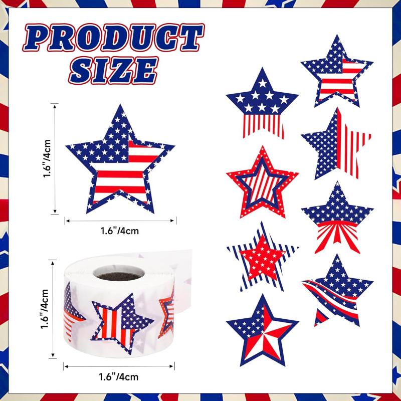 500pcs American Independence Day Stickers, Pentagram Star Stickers For Envelopes, Giftsand Party Celebration Decorations
