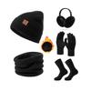 Hat Scarf Gloves Socks Four Piece Set Plus Velvet Thickened Adult Winter Warm Knitted Hat Set
