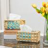 Europäischer Stil Leichter Luxus Kristall Taschentuchbox Retro Couchtisch Papierbox Wohnzimmer Schreibtisch Dekoration Heimzubehör