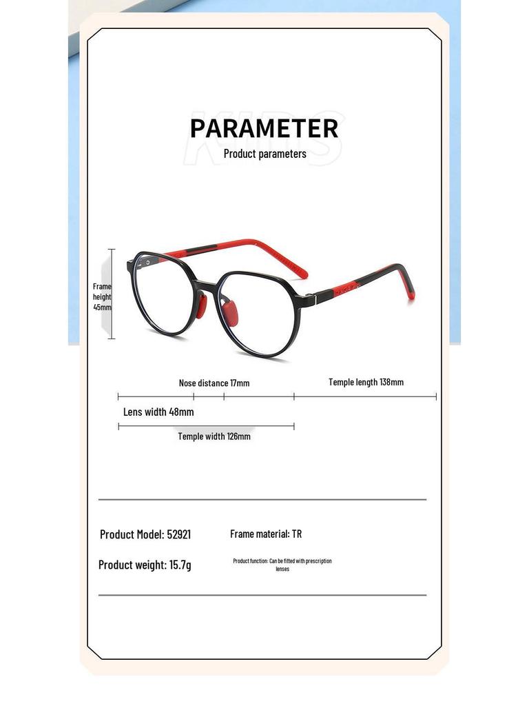 Children's Anti-Blue Light Polygon Glasses, No Prescription, TR90 Frame.